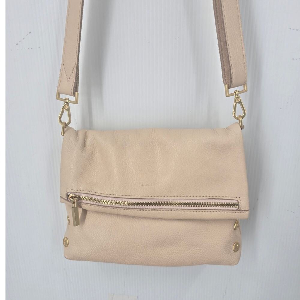 Hammitt VIP Medium Champagne Pink Leather Foldover Crossbody Gold Hardware